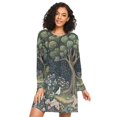 thumbnail image 1 of FORMRS Womens Long Sleeve Nightgowns Crew Neck Sleep Shirt Soft Pajamas Sizes S-3XL, Green Forest Scene, 1 of 8