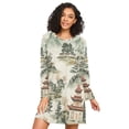 thumbnail image 1 of FORMRS Womens Long Sleeve Nightgowns Crew Neck Sleep Shirt Soft Pajamas Sizes S-3XL, Green Mountain Pattern, 1 of 8