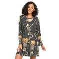thumbnail image 1 of FORMRS Womens Long Sleeve Nightgowns Crew Neck Sleep Shirt Soft Pajamas Sizes S-3XL, Halloween Dancing, 1 of 8