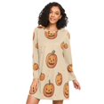 thumbnail image 1 of FORMRS Womens Long Sleeve Nightgowns Crew Neck Sleep Shirt Soft Pajamas Sizes S-3XL, Halloween Pumpkins Pattern, 1 of 8