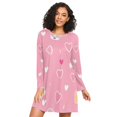 thumbnail image 1 of FORMRS Womens Long Sleeve Nightgowns Crew Neck Sleep Shirt Soft Pajamas Sizes S-3XL, Love Connection, 1 of 8