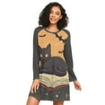 thumbnail image 1 of FORMRS Womens Long Sleeve Nightgowns Crew Neck Sleep Shirt Soft Pajamas Sizes S-3XL, Orange Halloween Cat, 1 of 8