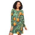 thumbnail image 1 of FORMRS Womens Long Sleeve Nightgowns Crew Neck Sleep Shirt Soft Pajamas Sizes S-3XL, Orange Tree Pattern, 1 of 8