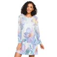 thumbnail image 1 of FORMRS Womens Long Sleeve Nightgowns Crew Neck Sleep Shirt Soft Pajamas Sizes S-3XL, Pastel Flower Pattern, 1 of 8