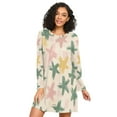 thumbnail image 1 of FORMRS Womens Long Sleeve Nightgowns Crew Neck Sleep Shirt Soft Pajamas Sizes S-3XL, Pastel Pink Stars, 1 of 8