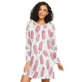 thumbnail image 1 of FORMRS Womens Long Sleeve Nightgowns Crew Neck Sleep Shirt Soft Pajamas Sizes S-3XL, Pink Popsicle Pattern, 1 of 8
