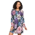 thumbnail image 1 of FORMRS Womens Long Sleeve Nightgowns Crew Neck Sleep Shirt Soft Pajamas Sizes S-3XL, Pink and Purple Flowers, 1 of 8
