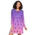 thumbnail image 1 of FORMRS Womens Long Sleeve Nightgowns Crew Neck Sleep Shirt Soft Pajamas Sizes S-3XL, Pixel Love, 1 of 8