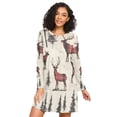 thumbnail image 1 of FORMRS Womens Long Sleeve Nightgowns Crew Neck Sleep Shirt Soft Pajamas Sizes S-3XL, Plaid Deer, 1 of 8
