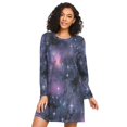 thumbnail image 1 of FORMRS Womens Long Sleeve Nightgowns Crew Neck Sleep Shirt Soft Pajamas Sizes S-3XL, Purple Sky Pattern, 1 of 8