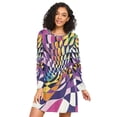 thumbnail image 1 of FORMRS Womens Long Sleeve Nightgowns Crew Neck Sleep Shirt Soft Pajamas Sizes S-3XL, Purple Wavy Plaid, 1 of 8
