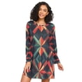 thumbnail image 1 of FORMRS Womens Long Sleeve Nightgowns Crew Neck Sleep Shirt Soft Pajamas Sizes S-3XL, Red Abstract, 1 of 8