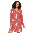 thumbnail image 1 of FORMRS Womens Long Sleeve Nightgowns Crew Neck Sleep Shirt Soft Pajamas Sizes S-3XL, Red Snowman, 1 of 8