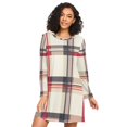 thumbnail image 1 of FORMRS Womens Long Sleeve Nightgowns Crew Neck Sleep Shirt Soft Pajamas Sizes S-3XL, Red Tartan, 1 of 8
