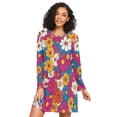 thumbnail image 1 of FORMRS Womens Long Sleeve Nightgowns Crew Neck Sleep Shirt Soft Pajamas Sizes S-3XL, Red Whimsical Floral, 1 of 8