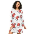 thumbnail image 1 of FORMRS Womens Long Sleeve Nightgowns Crew Neck Sleep Shirt Soft Pajamas Sizes S-3XL, Santa Hats Pattern, 1 of 8