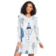 thumbnail image 1 of FORMRS Womens Long Sleeve Nightgowns Crew Neck Sleep Shirt Soft Pajamas Sizes S-3XL, Simple Cartoon Snowmen, 1 of 8