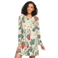 thumbnail image 1 of FORMRS Womens Long Sleeve Nightgowns Crew Neck Sleep Shirt Soft Pajamas Sizes S-3XL, Small Strawberry Pattern, 1 of 8
