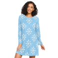 thumbnail image 1 of FORMRS Womens Long Sleeve Nightgowns Crew Neck Sleep Shirt Soft Pajamas Sizes S-3XL, Snowflake Pattern, 1 of 8