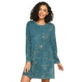 thumbnail image 1 of FORMRS Womens Long Sleeve Nightgowns Crew Neck Sleep Shirt Soft Pajamas Sizes S-3XL, Star Map, 1 of 8