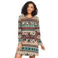 thumbnail image 1 of FORMRS Womens Long Sleeve Nightgowns Crew Neck Sleep Shirt Soft Pajamas Sizes S-3XL, Tribal Art, 1 of 8