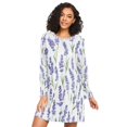 thumbnail image 1 of FORMRS Womens Long Sleeve Nightgowns Crew Neck Sleep Shirt Soft Pajamas Sizes S-3XL, Watercolor Lavender Pattern, 1 of 8