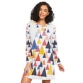 thumbnail image 1 of FORMRS Womens Long Sleeve Nightgowns Crew Neck Sleep Shirt Soft Pajamas Sizes S-3XL, White Abstract Triangles, 1 of 8