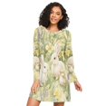 thumbnail image 1 of FORMRS Womens Long Sleeve Nightgowns Crew Neck Sleep Shirt Soft Pajamas Sizes S-3XL, Yellow Floral Rabbit, 1 of 8
