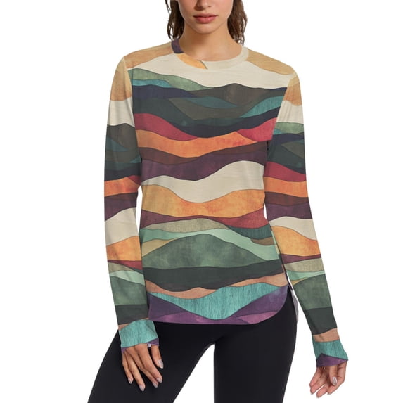 FORMRS Womens Long Sleeve Shirts UPF 50+ Sun Protection Quick Dry Fishing Hiking Tops, Size S-2XL, Artistic Desert Pattern