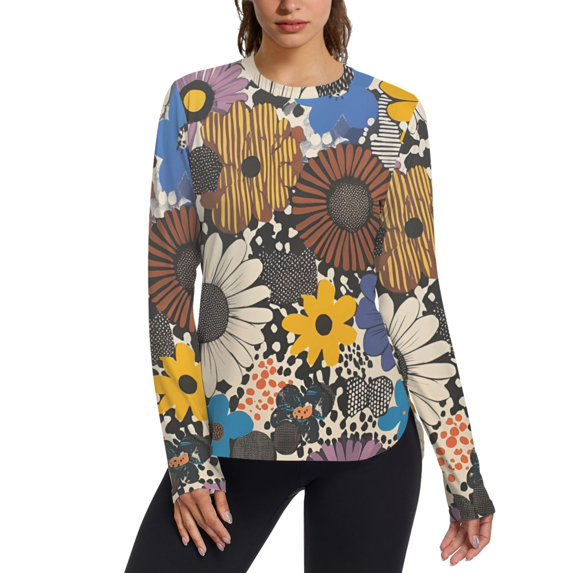 FORMRS Womens Long Sleeve Shirts UPF 50+ Sun Protection Quick Dry Fishing Hiking Tops, Size S-2XL, Beige Flowers