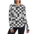 thumbnail image 1 of FORMRS Womens Long Sleeve Shirts UPF 50+ Sun Protection Quick Dry Fishing Hiking Tops, Size S-2XL, Black and Gray Plaid Pattern, 1 of 8