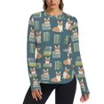 thumbnail image 1 of FORMRS Womens Long Sleeve Shirts UPF 50+ Sun Protection Quick Dry Fishing Hiking Tops, Size S-2XL, Blue Cartoon Dog Pattern, 1 of 8