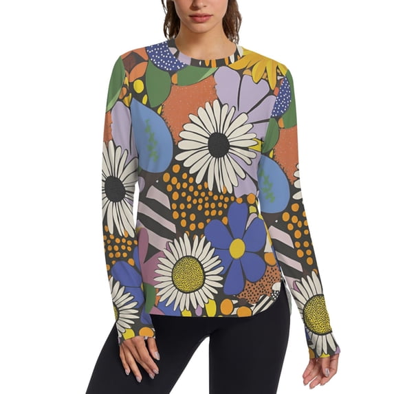 FORMRS Womens Long Sleeve Shirts UPF 50+ Sun Protection Quick Dry Fishing Hiking Tops, Size S-2XL, Blue Floral