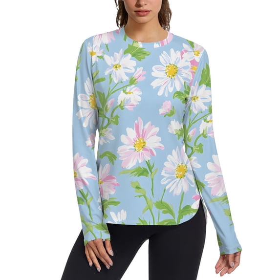 FORMRS Womens Long Sleeve Shirts UPF 50+ Sun Protection Quick Dry Fishing Hiking Tops, Size S-2XL, Blue Floral