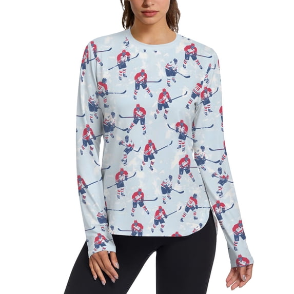 FORMRS Womens Long Sleeve Shirts UPF 50+ Sun Protection Quick Dry Fishing Hiking Tops, Size S-2XL, Blue Ice Hockey