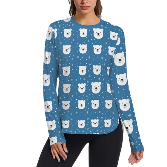 FORMRS Womens Long Sleeve Shirts UPF 50+ Sun Protection Quick Dry Fishing Hiking Tops, Size S-2XL, Blue Polar Bear
