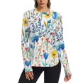 thumbnail image 1 of FORMRS Womens Long Sleeve Shirts UPF 50+ Sun Protection Quick Dry Fishing Hiking Tops, Size S-2XL, Blue Wildflower Pattern, 1 of 8