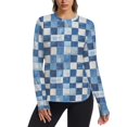 thumbnail image 1 of FORMRS Womens Long Sleeve Shirts UPF 50+ Sun Protection Quick Dry Fishing Hiking Tops, Size S-2XL, Blue and Gray Plaid Pattern, 1 of 8