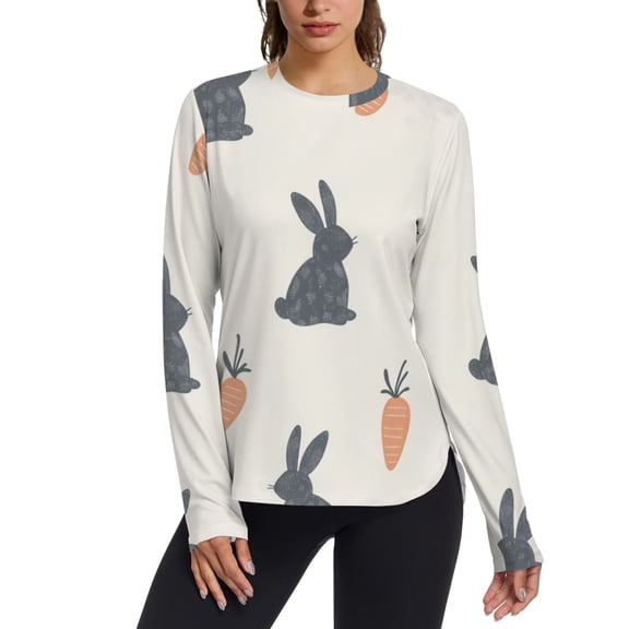 FORMRS Womens Long Sleeve Shirts UPF 50+ Sun Protection Quick Dry Fishing Hiking Tops, Size S-2XL, Bunnies and Carrots