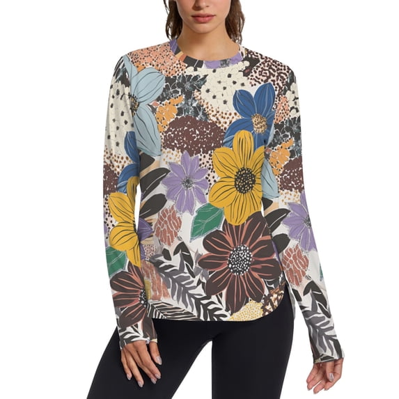 FORMRS Womens Long Sleeve Shirts UPF 50+ Sun Protection Quick Dry Fishing Hiking Tops, Size S-2XL, Colorful Flowers
