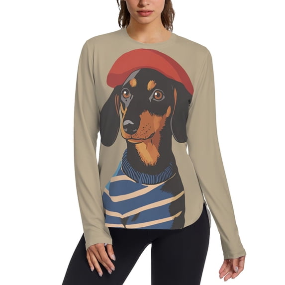 FORMRS Womens Long Sleeve Shirts UPF 50+ Sun Protection Quick Dry Fishing Hiking Tops, Size S-2XL, Dog Artist