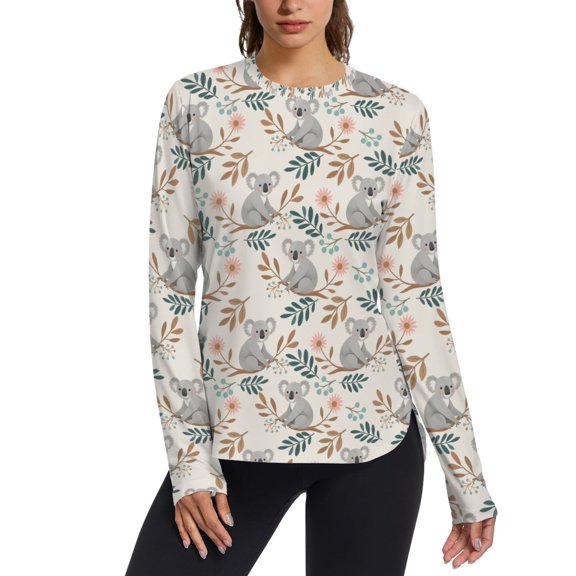 FORMRS Womens Long Sleeve Shirts UPF 50+ Sun Protection Quick Dry Fishing Hiking Tops, Size S-2XL, Floral Koala Pattern