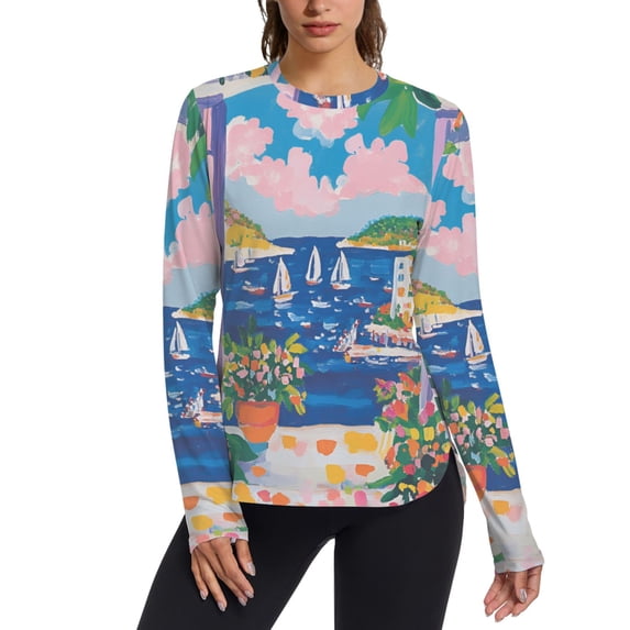 FORMRS Womens Long Sleeve Shirts UPF 50+ Sun Protection Quick Dry Fishing Hiking Tops, Size S-2XL, Floral Window