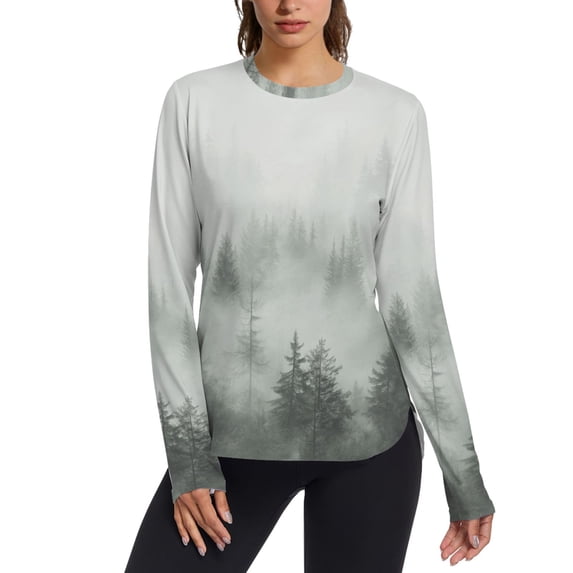 FORMRS Womens Long Sleeve Shirts UPF 50+ Sun Protection Quick Dry Fishing Hiking Tops, Size S-2XL, Foggy Forest