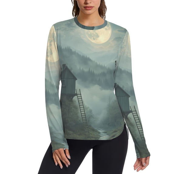 FORMRS Womens Long Sleeve Shirts UPF 50+ Sun Protection Quick Dry Fishing Hiking Tops, Size S-2XL, Forest House