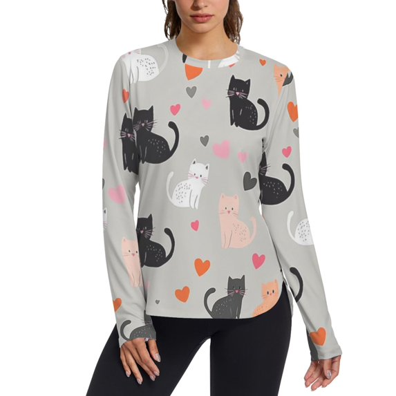 FORMRS Womens Long Sleeve Shirts UPF 50+ Sun Protection Quick Dry Fishing Hiking Tops, Size S-2XL, Gray Cartoon Pattern