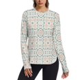 thumbnail image 1 of FORMRS Womens Long Sleeve Shirts UPF 50+ Sun Protection Quick Dry Fishing Hiking Tops, Size S-2XL, Green Geometric Pattern, 1 of 8