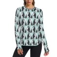 thumbnail image 1 of FORMRS Womens Long Sleeve Shirts UPF 50+ Sun Protection Quick Dry Fishing Hiking Tops, Size S-2XL, Green Penguins Pattern, 1 of 8
