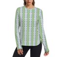 thumbnail image 1 of FORMRS Womens Long Sleeve Shirts UPF 50+ Sun Protection Quick Dry Fishing Hiking Tops, Size S-2XL, Green Stripe Pattern, 1 of 8