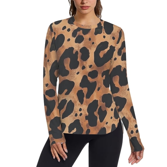 FORMRS Womens Long Sleeve Shirts UPF 50+ Sun Protection Quick Dry Fishing Hiking Tops, Size S-2XL, Leopard Pattern